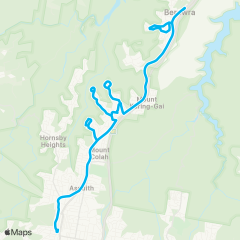 Sydney Buses Network Hornsby to Berowra map