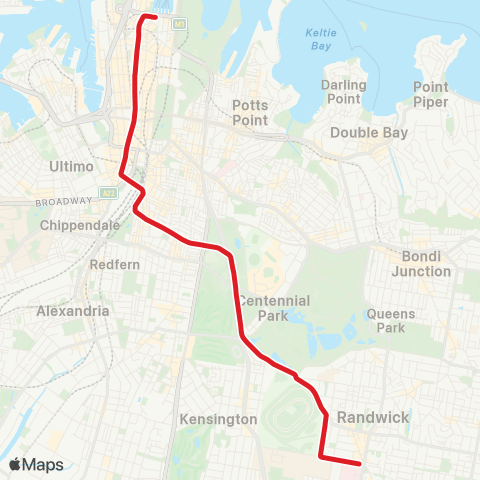 Sydney Light Rail Network Randwick Line map