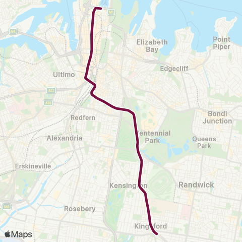 Sydney Light Rail Network Kingsford Line map