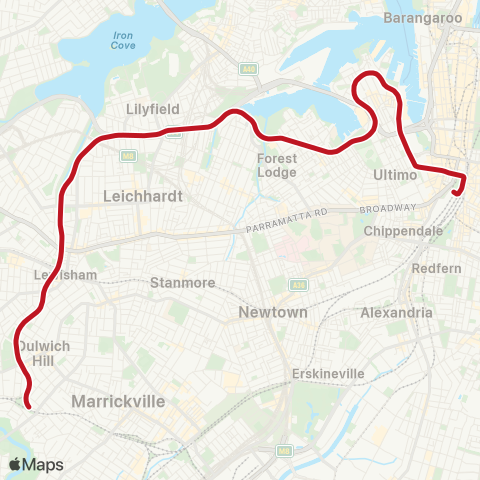 Sydney Light Rail Network Dulwich Hill Line map