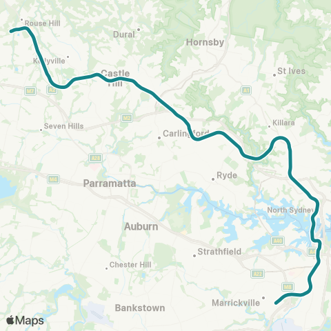 Sydney Metro Network North West & Bankstown map