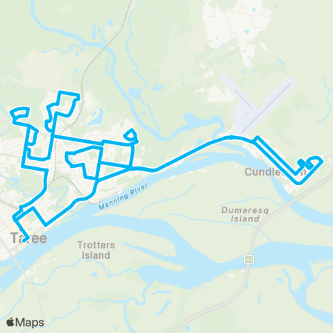 Newcastle and Hunter Network Taree to Chatham via Taree N (Loop Service) map