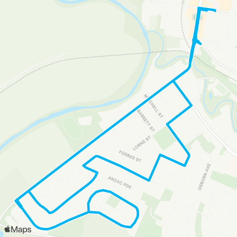 Newcastle and Hunter Network Muswellbrook Town Ctr to Sydney St (Loop Service) map