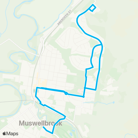 Newcastle and Hunter Network Muswellbrook Town Ctr to Queen St (Loop Service) map