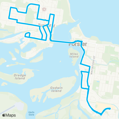 Newcastle and Hunter Network Stockland Forster to Tuncurry via Legacy Village (Loop Service) map