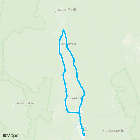 Newcastle and Hunter Network Bulahdelah to Upper Myall (Loop Service) map