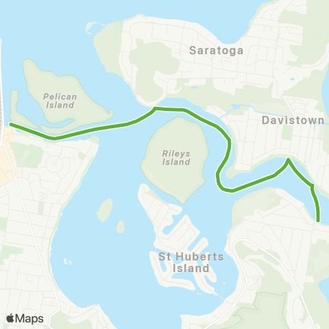 Private ferry and fast ferry services EMPB Woy Woy to Empire Bay Ferry map