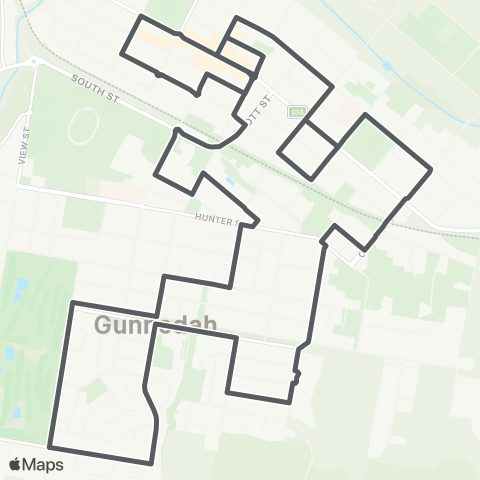 Private bus services Gunnedah CBD to S E Gunnedah (Loop Service) map