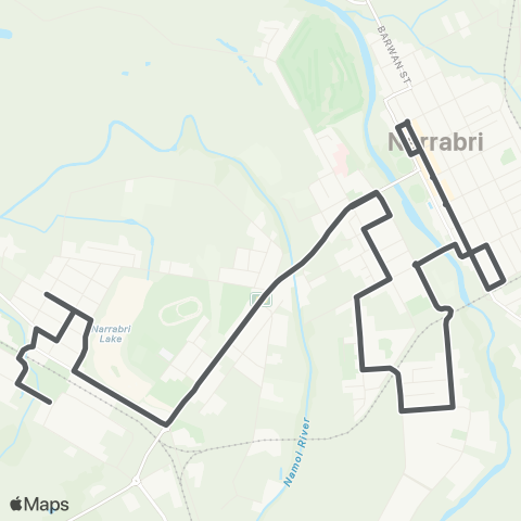 Private bus services Narrabri West to Narrabri (Loop Service) map