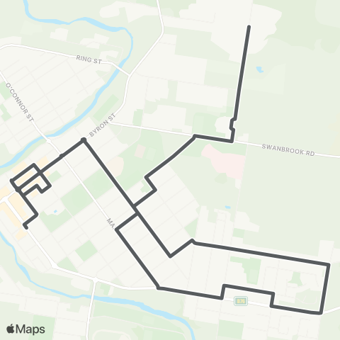 Private bus services Inverell CBD to Belgravia map