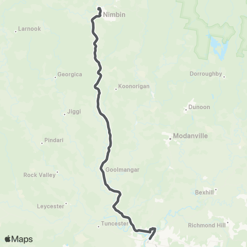 Private bus services Lismore to Nimbin map