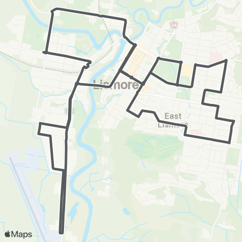 Private bus services Lismore to S Lismore via E Lismore (Loop Service) map