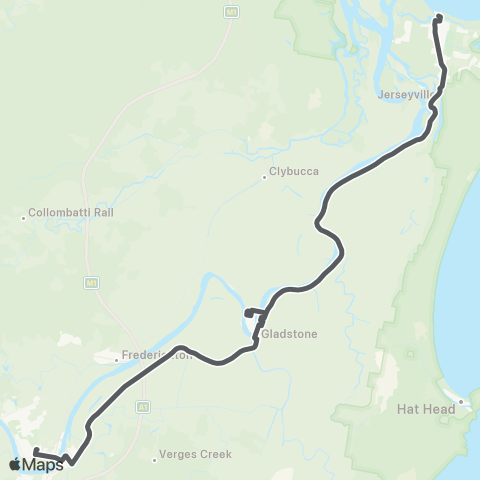 Private bus services Kempsey to South West Rocks map