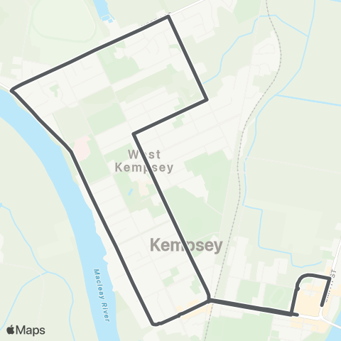 Private bus services Kempsey to W Kempsey via N St and Sea St (Loop Service) map