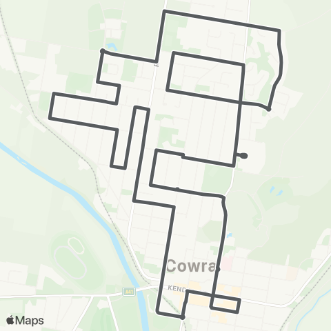 Private bus services Cowra to Mulyan and N Cowra (Loop Service) map