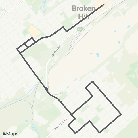 Private bus services Broken Hill CBD to Broken Hill S via Centro Westside (Loop Service) map