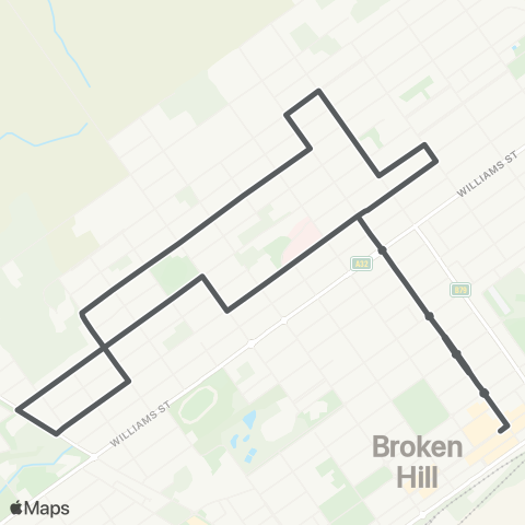 Private bus services Broken Hill CBD to Thomas via Broken Hill Base Hosp (Loop Service) map