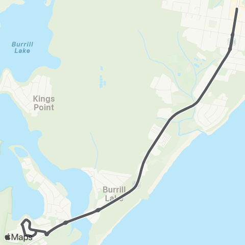 Private bus services Ulladulla to Burrill Lake (Loop Service) map