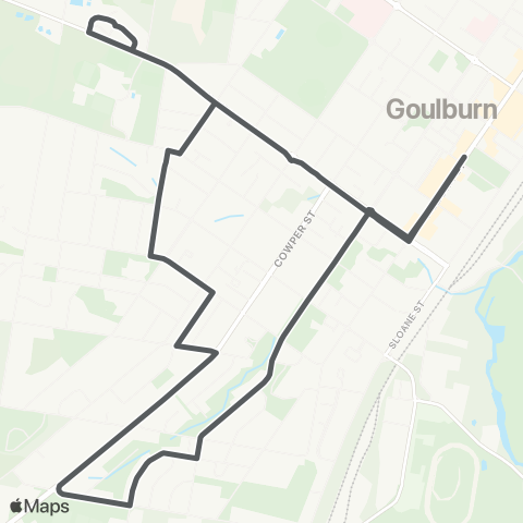 Private bus services Goulburn to West Goulburn (Loop Service) map