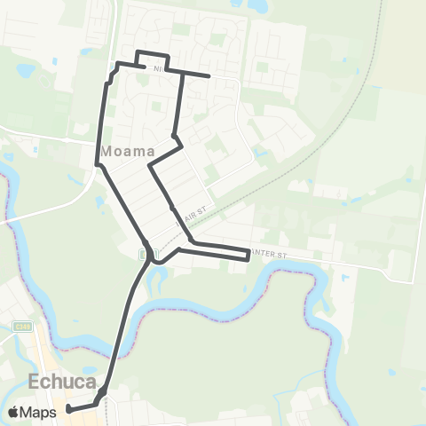 Private bus services Echuca to Moama (Loop Service) map