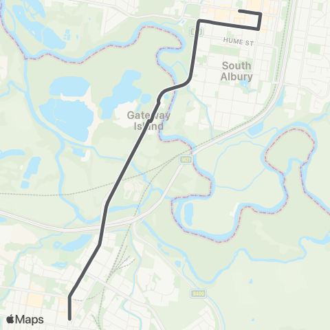 Private bus services Albury to Wodonga map