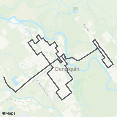 Private bus services Purtills Depot to Deniliquin CBD via Pioneer Caravan Pk (Loop Service) map