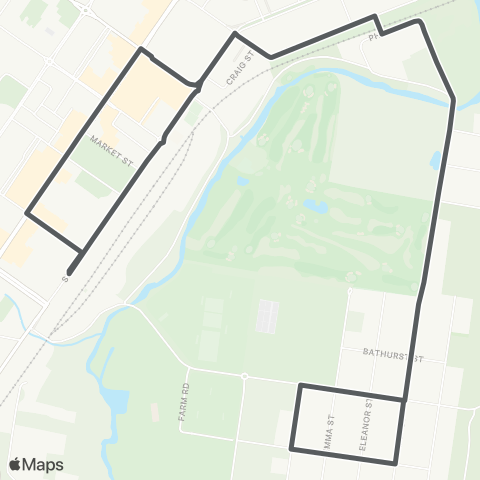 Private bus services Goulburn to Eastgrove (Loop Service) map