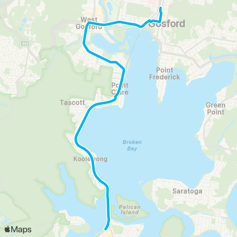 Temporary buses Woy Woy, then all stations to Gosford map