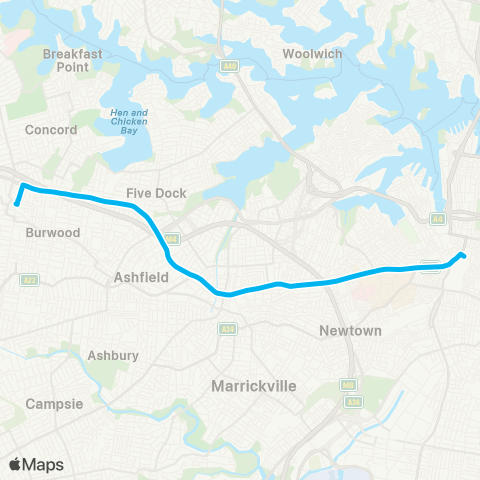 Temporary buses Central, then Strathfield map