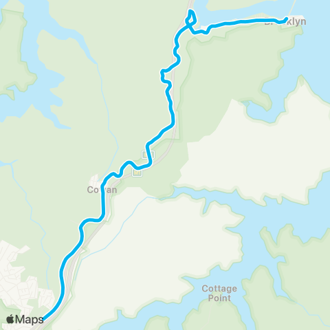 Temporary buses Berowra, then Cowan, Hawkesbury River (Loop Service) map