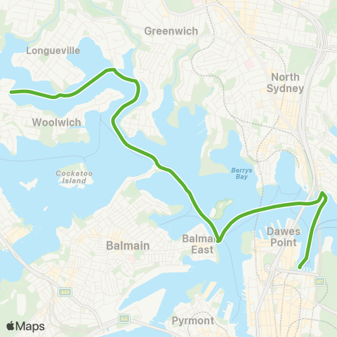 Private ferry and fast ferry services CCLC Lane Cove Ferry map