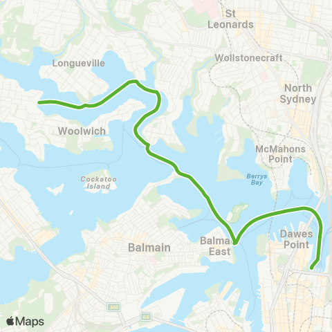 Private ferry and fast ferry services CCLC Lane Cove Ferry map