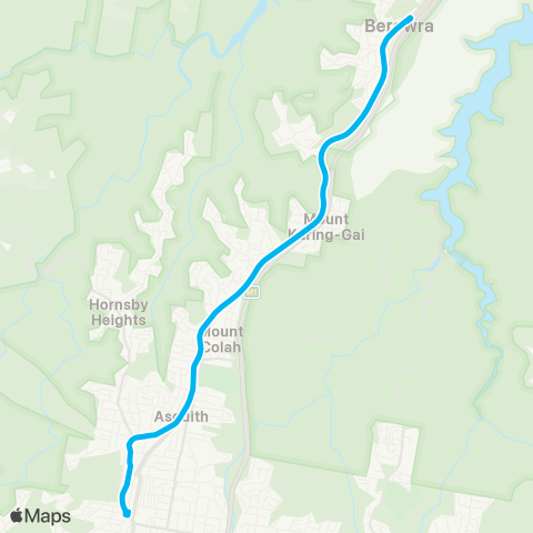 Temporary buses Hornsby, then all stations to Berowra map