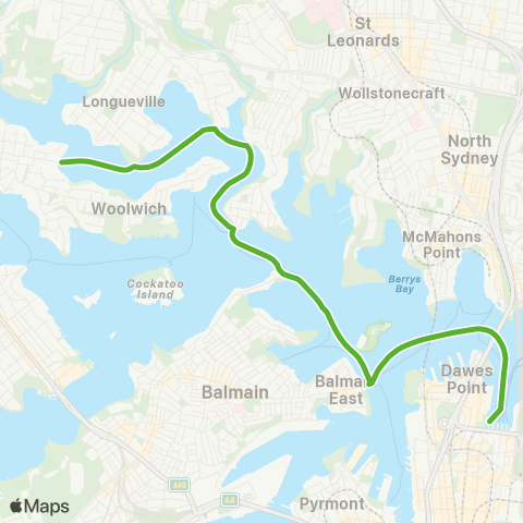 Private ferry and fast ferry services CCLC Lane Cove Ferry map