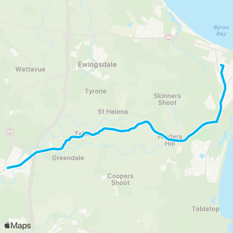 North Coast Network Byron Bay to Ballina via Bangalow map