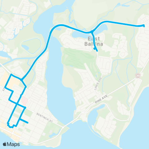 North Coast Network Ballina Kerr St to Tamar St via E Ballina map