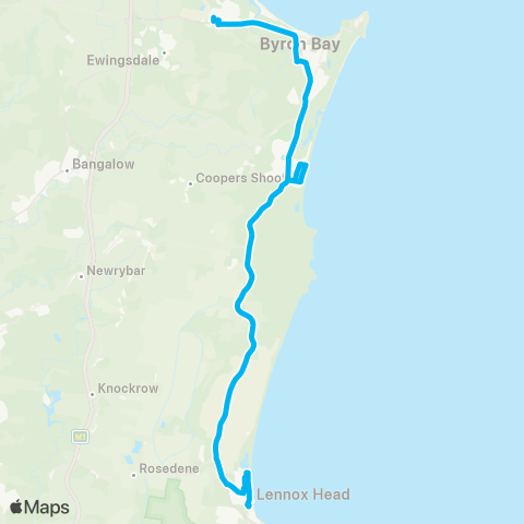 School buses Lennox Head to Byron Bay Schools via Broken Head and Suffolk Pk map