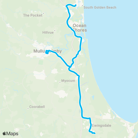 School buses Billinudgel to Cape Byron Steiner Sch via Brunswick Heads map