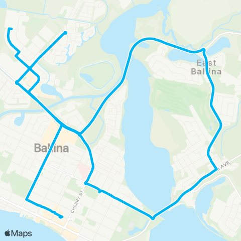 School buses Ballina Schools to Ballina via Angels Bch Dr map