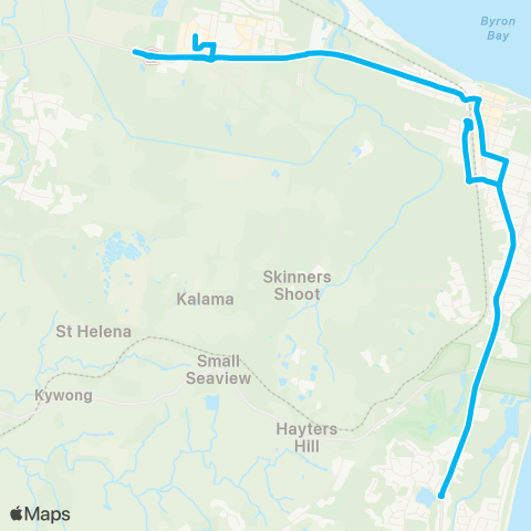 School buses Cape Byron Rudolf Steiner to Byron Bay Schools via Suffolk Pk map