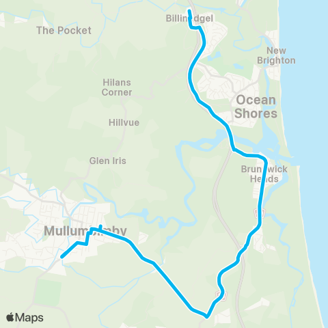 School buses Mullumbimby Schools to Billinudgel via Brunswick Heads and Orana Dr map