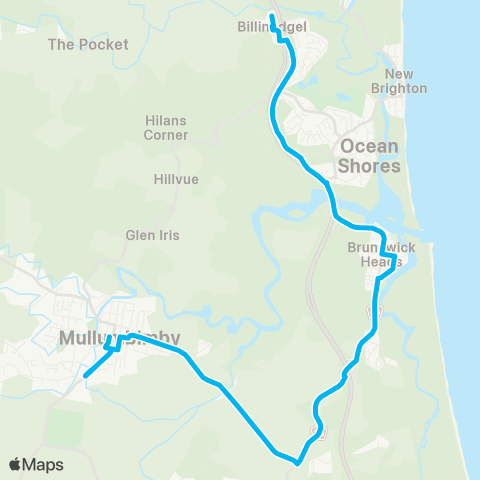 School buses Billinudgel to Brunswick Heads Public and Mullumbimby High via Gulgan Rd map