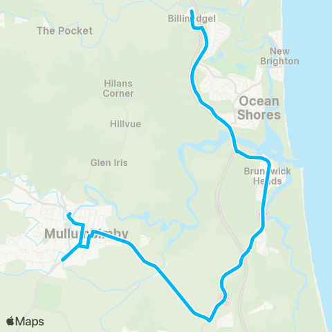 School buses Mullumbimby Schools to Billinudgel via Brunswick Heads map