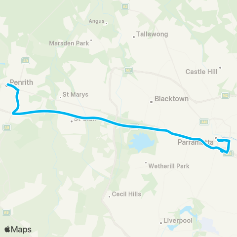 Temporary buses Parramatta, then Granville, Penrith map