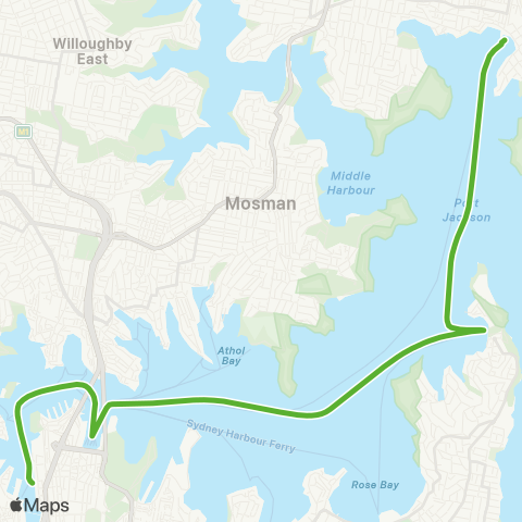 Private ferry and fast ferry services CCWM Manly and Watsons Bay Ferry map