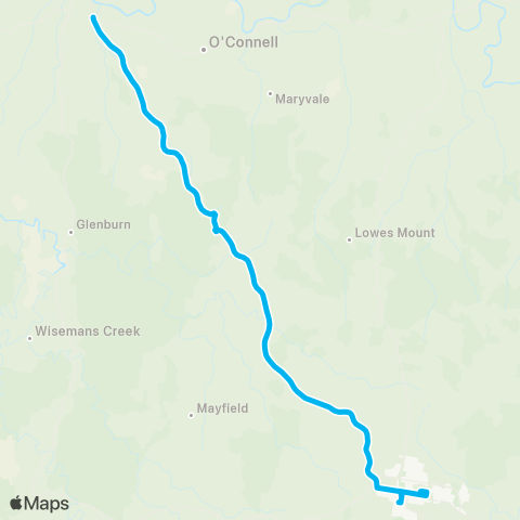 School buses Oberon Schools to O'Connell via O'Connell Rd map