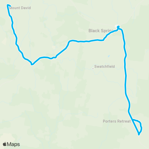 School buses Black Springs Public to Mt David via Porters Retreat map