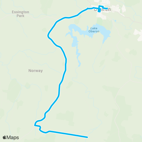 School buses Oberon Schools to Mozart Rd via Abercrombie Rd map