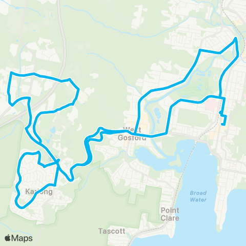 Central Coast Buses Network Gosford to Somersby industrial Estate and Kariong (Loop Service) map