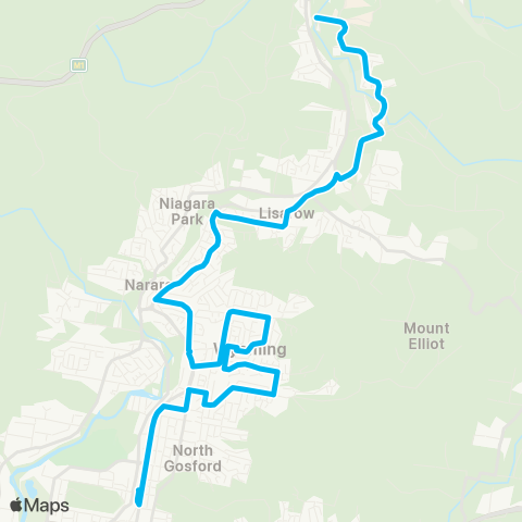 Central Coast Buses Network Ourimbah to Gosford via Wyoming map